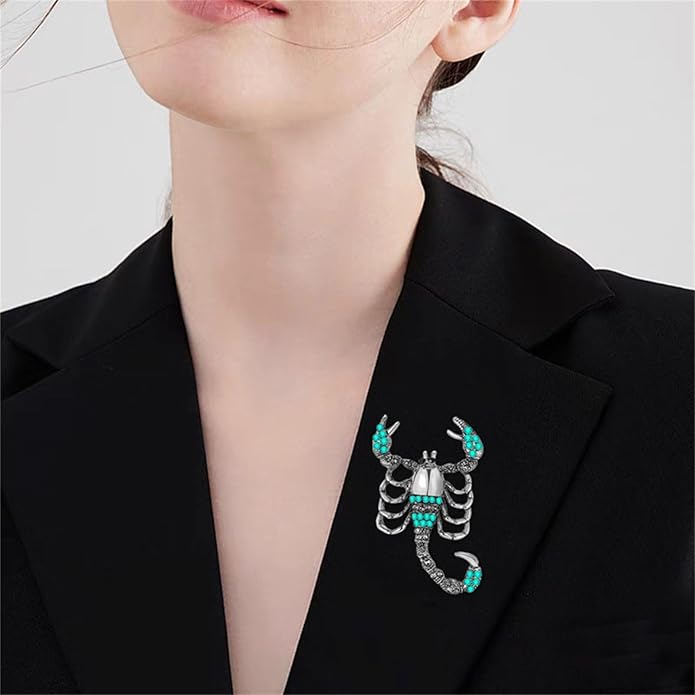 Dreuyet Rhinestone Scorpion Brooch Pin for Women Men Vintage Crystal Scorpion Brooches Punk Style Insect Animal Laple Pin Clothing Suits Accessories Christmas Birthday Jewelry