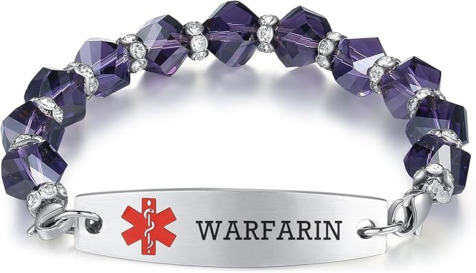 mnmoom 7.5 inch interchangeable Medical id bracelets for Women beads Medical alert bracelets with customize engraving