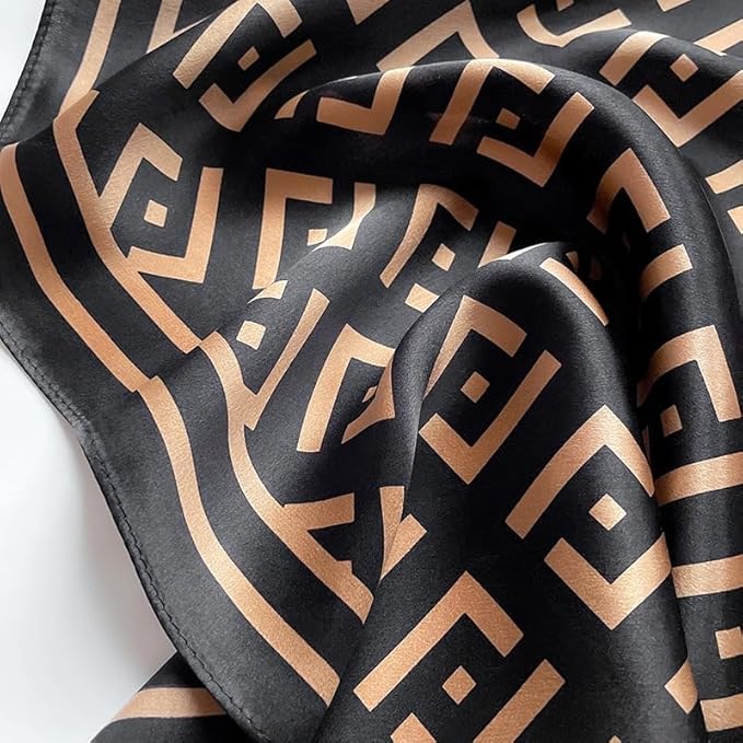 ANDANTINO 100% Mulberry Silk Square Scarf for Hair-25.6" X25.6'' Women Men Natural Silk Neckerchief Digital Printed Headscarf