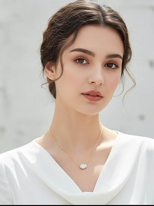 CYW Moissanite/Ruby/Sapphire/Emerald Dainty Pendant Necklace for Women, Novelty Design, Really Authentic Solid 925 Sterling Silver, 16"/18"/20" Adjustable, Birthday Anniversary Valentines Gift