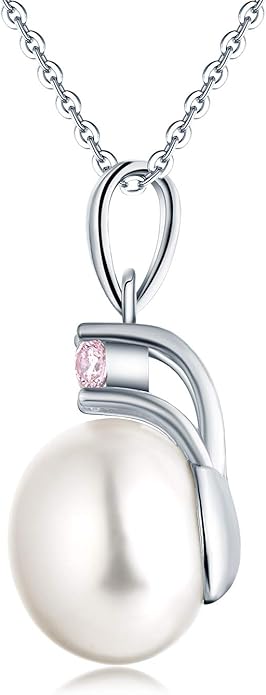 925 Sterling Silver Freshwater Cultured Pearl Pendant Necklace JO WISDOM Jewelry for Women,Girls