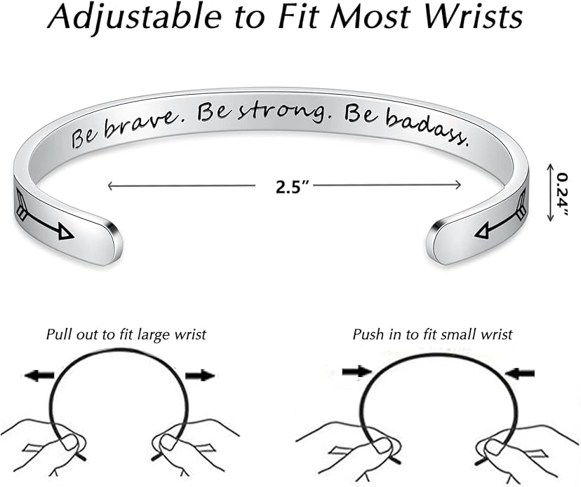 TONY & SANDY Inspirational Bracelets for Women Teen Girls Personalized Gifts for Daughter Granddaughter Mom Sister Friends Stainless Steel Engraved Cuff Birthday Easter Christmas