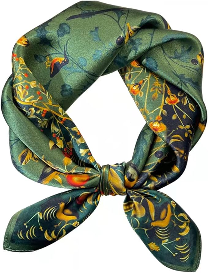 ANDANTINO 100% Mulberry Silk Square Scarf for Hair-25.6" X25.6'' Women Men Natural Silk Neckerchief Digital Printed Headscarf