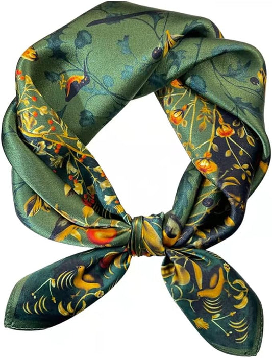 ANDANTINO 100% Mulberry Silk Square Scarf for Hair-25.6" X25.6'' Women Men Natural Silk Neckerchief Digital Printed Headscarf