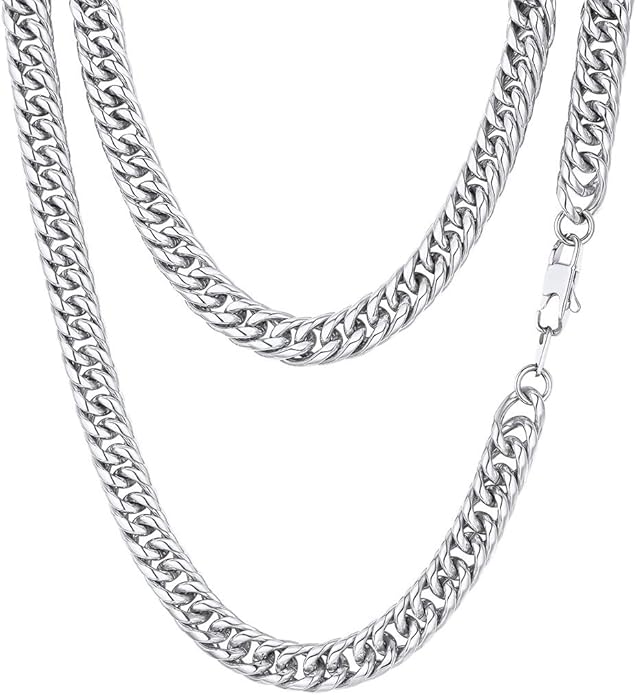 FindChic Men Curb Chain Necklace 18K Gold Plated/Stainless Steel/Black Chunky Double Tight Cuban Link Hip Hop Neck Chains for Men Boys 3.5MM/5MM/6MM/7MM/9MM/12MM 14''-30'' 8 Length Options (Send Gift Box)