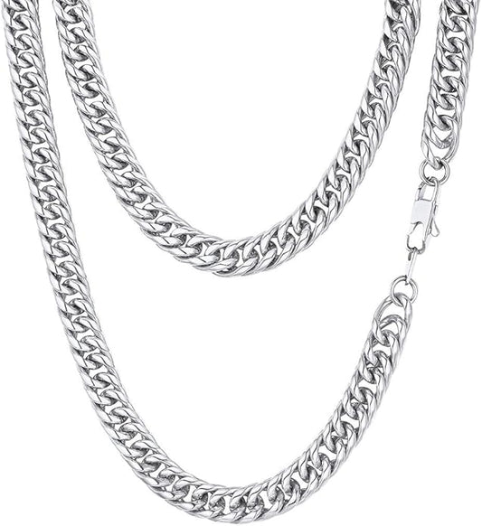 FindChic Men Curb Chain Necklace 18K Gold Plated/Stainless Steel/Black Chunky Double Tight Cuban Link Hip Hop Neck Chains for Men Boys 3.5MM/5MM/6MM/7MM/9MM/12MM 14''-30'' 8 Length Options (Send Gift Box)