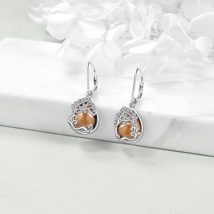 Moonstone Filigree Drop Dangle Teardrop Earrings 925 Sterling Silver Moonstone Leverback Earrings for Women Jewelry Gifts