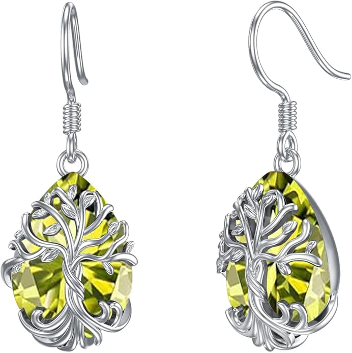 TOUPOP Tree of Life Earrings 925 Sterling Silver Family Tree Dangle Drop Earrings Crystal Jewelry Birthday Christmas Gifts for Women Her