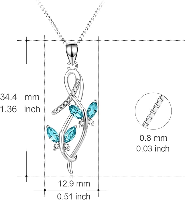 AOBOCO 925 Sterling Silver Infinity Butterfly Pendant Necklace with Birthstone Crystal from Austria, Anniversary Jewelry Gifts for Women