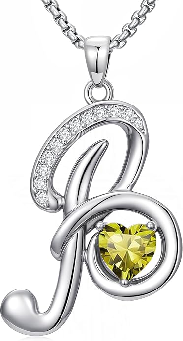 Christmas Gifts for Women Alphabet A to Z Initial Birthstone Pendant Necklaces for Women - 18k White Gold Plated Personalized Name Jewelry Valentine Mothers Day Birthday Gifts for Women Her Girlfriend