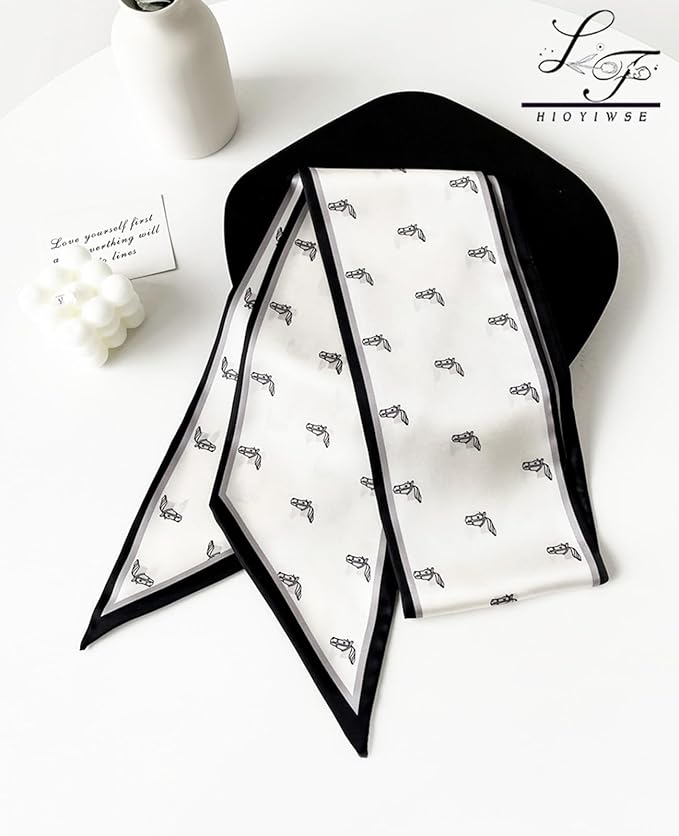 Hioyiwse Head Scarf Hair Neck Scarves For Women Purse Bag Scarfs For Handbags Silky Long Thin Satin Headscarf Fashion