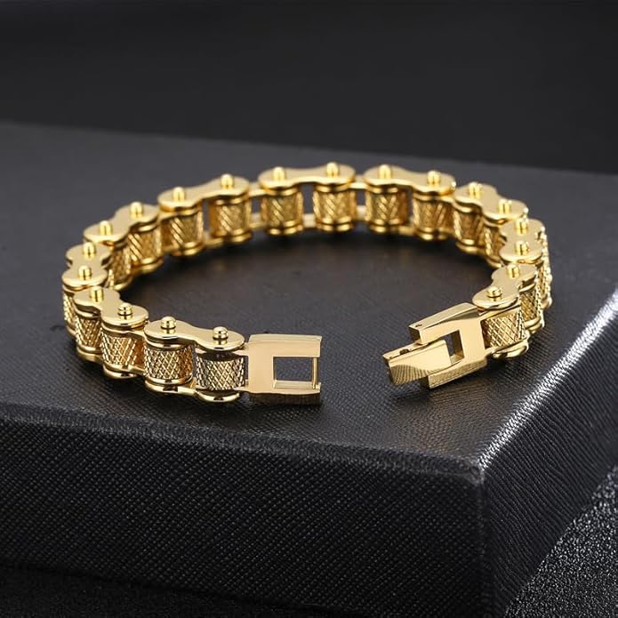 Generic 18k Gold Cuban Men's Bracelet, Fashionable Tough Guy Style, Hip-Hop Bracelet, Suitable for Holidays
