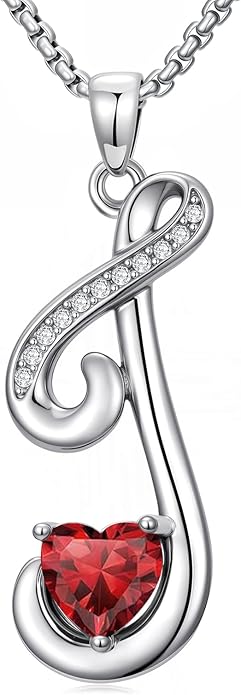 Christmas Gifts for Women Alphabet A to Z Initial Birthstone Pendant Necklaces for Women - 18k White Gold Plated Personalized Name Jewelry Valentine Mothers Day Birthday Gifts for Women Her Girlfriend