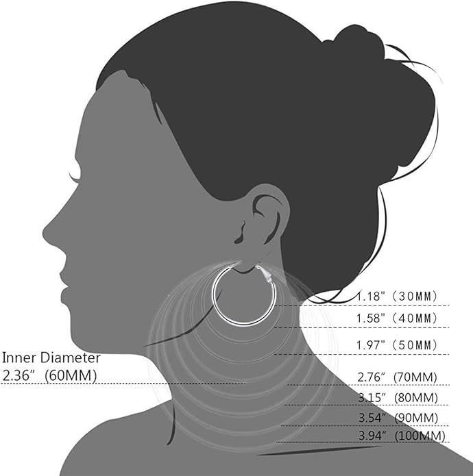 FOCALOOK 14K Gold Plated Lightweight Large Hoops| 2mm Thin Hoop Earrings for Women 30/40/50/70/100mm