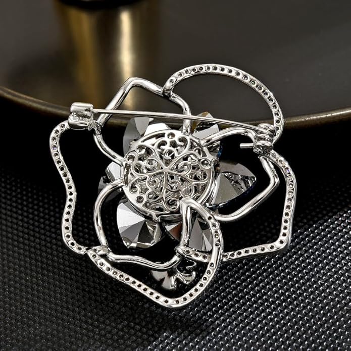 UNVAK Rhinestone Flower Brooch - Crystal Flower Pin for Women - Valentine's Day & Mother's Day Gift
