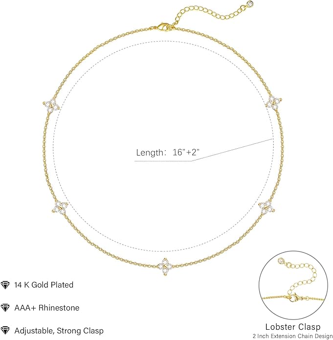 Zeffy Diamond Necklaces for Women, Dainty Gold Necklace 18k Gold Plated Layered Necklaces Simple Gold CZ Diamond Pendant Necklaces for Women Trendy Jewelry Gifts for Girls