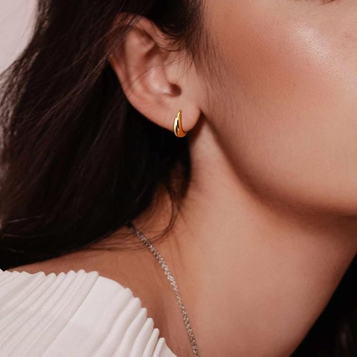 Gold Hoop Earrings for Women 14K Gold Earrings for Women Design Hypoallergenic Lightweight Gold Hoop Earrings Hoops 13 MM/18 MM/22 MM