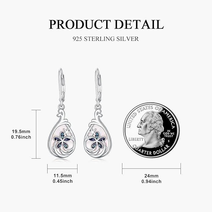 MONGAS Dragonfly/Sunflower/Hummingbird/Sand Dollar/Crab/Champagne/Arrow/Cherry/Ankh/Sloth Earrings for Women Sterling Silver Dragonfly/Sunflower/Hummingbird/Sand Dollar Jewelry for Women