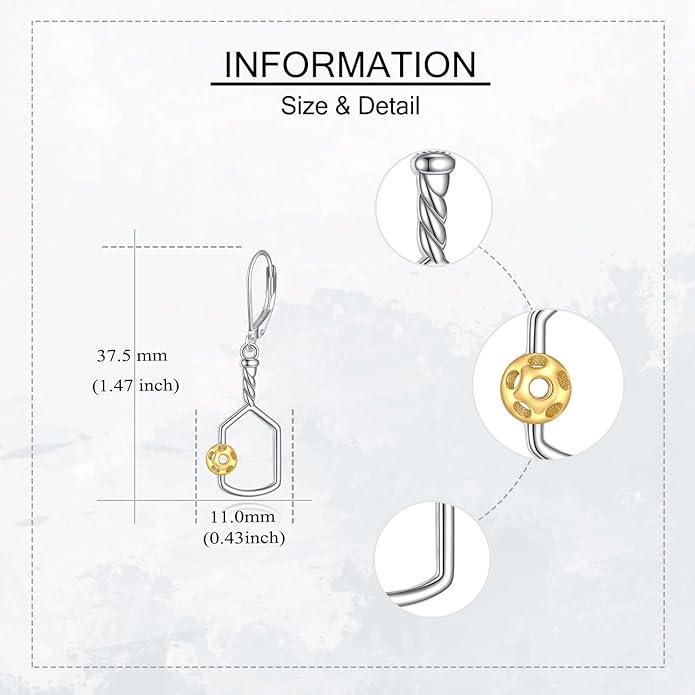 Pickleball/Tennis/Soccer/Volleyball/Golf/Hockey/Basketball Earrings for Women 925 Sterling Sliver Sports Ball Earrings Pickle Ball Dangle Earrings Pickleball Jewelry Gifts for Women Lover
