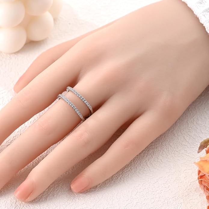 NARMO 925 Sterling Silver Rings for Women Evil Eyes Rings Entwined Line Cubic Zirconia Rings Simple Stackable Finger Rings Engagement Ring Personality Rings Size 6-9