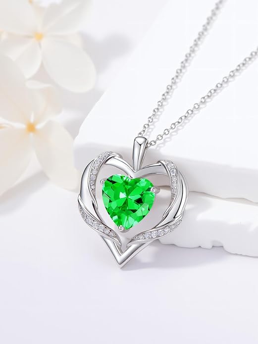 WINNICACA Birthday Gift for Mom Heart Necklace for Women 925 Sterling Silver Birthstone Necklace Jewelry Gift for Women Wife Her Girlfriend Sister
