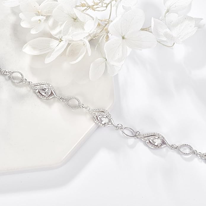 PRAYMOS Birthstone Bracelets for Women Mom Mother's Grandma Sterling Silver Women's Bracelets Birthstone Jewelry Gifts