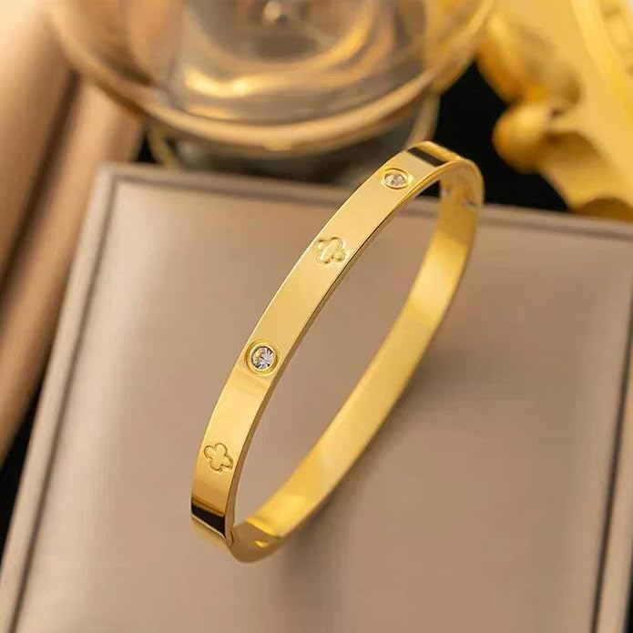 Gold Tone Bangle Bracelet for Women, Elegant Minimalist Hinged Bracelet, Refined Luxury Jewelry Gift for Her