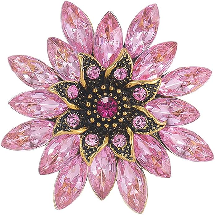 Sparkling Rhinestone Flower Brooch Pin Fashion Crystal Sunflower Brooch Floral Lapel Pins Red/Green/Purple/Pink Crystal CZ Broochs Large Flower Pin Clothes Hat Bag Dress Broochs Wedding Bridal Jewelry for Women