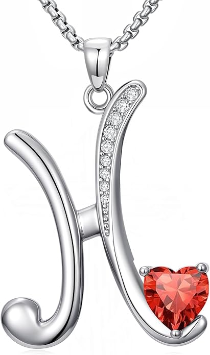 Christmas Gifts for Women Alphabet A to Z Initial Birthstone Pendant Necklaces for Women - 18k White Gold Plated Personalized Name Jewelry Valentine Mothers Day Birthday Gifts for Women Her Girlfriend
