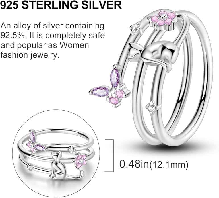 NARMO 925 Sterling Silver Rings for Women Evil Eyes Rings Entwined Line Cubic Zirconia Rings Simple Stackable Finger Rings Engagement Ring Personality Rings Size 6-9
