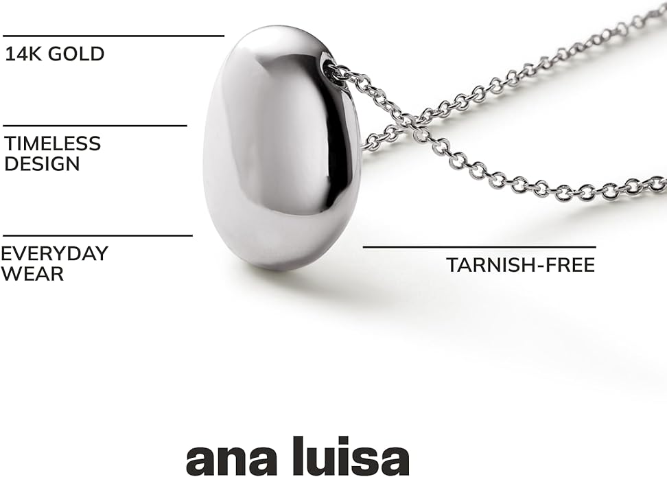 Ana Luisa Pebble Pendant Necklace for Women - 14K Gold Plated and Silver Rhodium Plated Trendy Small & Mini Teardrop Necklace with Lobster Clasp - Hypoallergenic, Water-Resistant, Tarnish-Free Jewelry