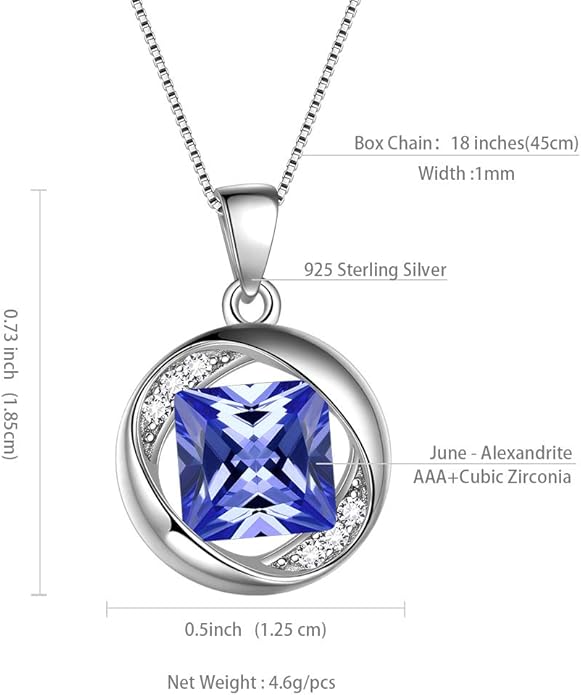 Aurora Tears 925 Sterling Silver 12 Birthstones Necklace/Earring/Ring/Bracelet Women Birthstone Pendant Crystal Fashion Birthday Jewelry Christmas Gift for Girls Women