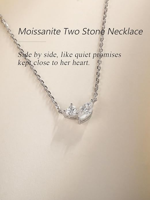 CYW Moissanite/Ruby/Sapphire/Emerald Dainty Pendant Necklace for Women, Novelty Design, Really Authentic Solid 925 Sterling Silver, 16"/18"/20" Adjustable, Birthday Anniversary Valentines Gift
