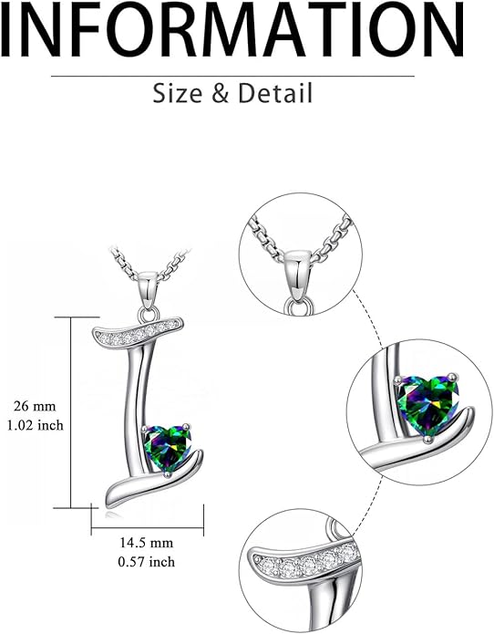 Christmas Gifts for Women Alphabet A to Z Initial Birthstone Pendant Necklaces for Women - 18k White Gold Plated Personalized Name Jewelry Valentine Mothers Day Birthday Gifts for Women Her Girlfriend