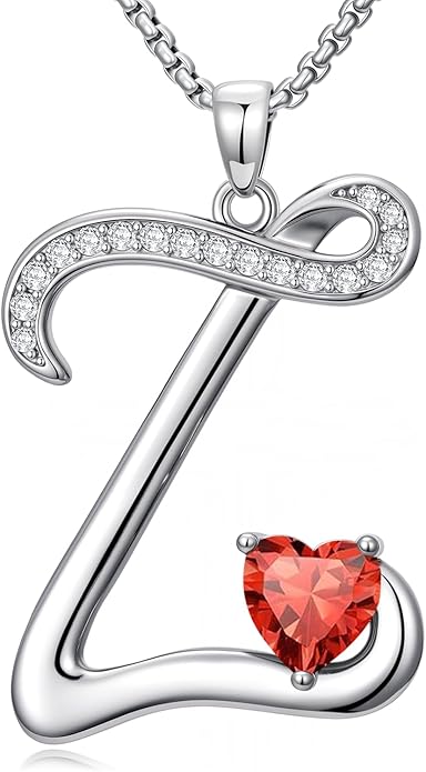 Christmas Gifts for Women Alphabet A to Z Initial Birthstone Pendant Necklaces for Women - 18k White Gold Plated Personalized Name Jewelry Valentine Mothers Day Birthday Gifts for Women Her Girlfriend