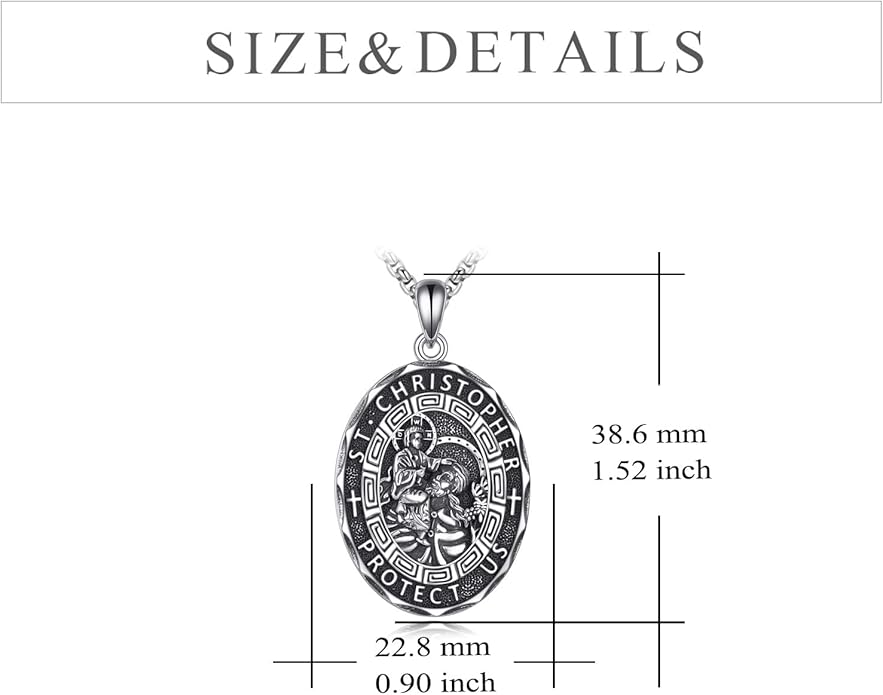 YFN Patron Saint Necklace Sterling Silver Amulet Medal Pendant Religious Protector Jewelry Gifts for Women Men