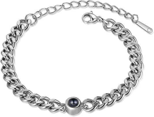 ROSI Personalized Bracelets with Picture Inside, Custom Projection Bracelets with Photos, Picture Bracelet Personalized Photo Gifts, Memorial Gifts for Women Mom Family Couple Girl