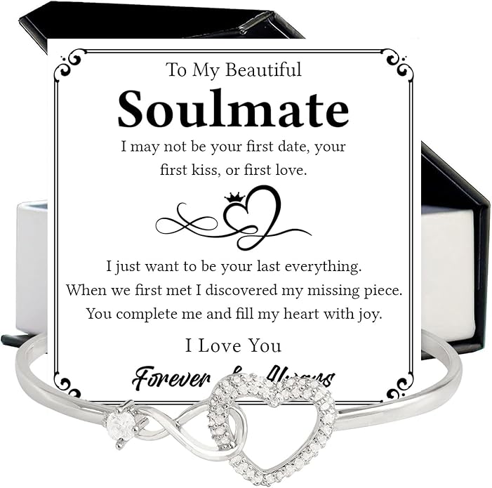 To My Soulmate Bracelet For Women With Heartfelt Message Card & Elegant Box, Bracelet For Girls, Soulmate Birthday, Wedding, Christmas Jewelry Gift From Boyfriend, Husband