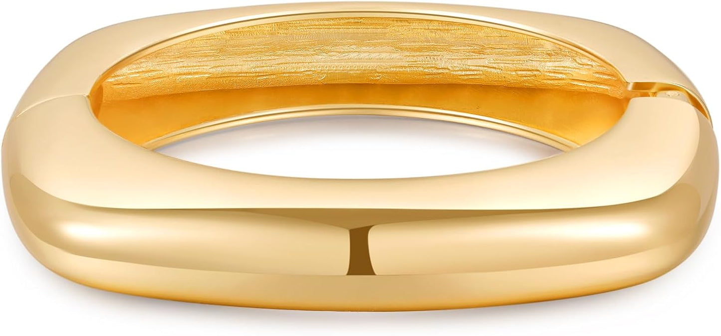 Bangle Bracelets for Women | 14K Gold Plated Trendy Wide Bracelets | Hinged Arm Cuff Bangles Chunky Bracelet for Women