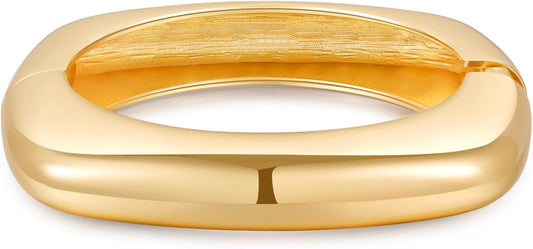 Bangle Bracelets for Women | 14K Gold Plated Trendy Wide Bracelets | Hinged Arm Cuff Bangles Chunky Bracelet for Women