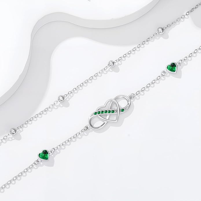 Anklet for Women 925 Sterling Silver Double Infinity Ankle Bracelet Waterproof Summer Jewelry Anniversary Birthday Gifts for Her