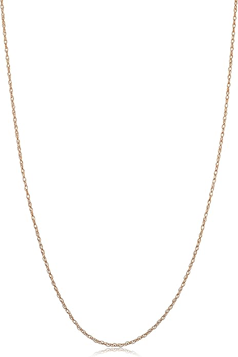 Kooljewelry Real 14k Rose Gold Rope Chain Pendant Necklace for Women (0.7 mm, 0.9 mm, 1 mm or 1.3 mm)