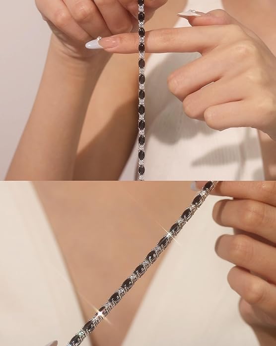 FANCIME Birthstone Bracelets Sterling Silver Tennis Bracelets Charm Fine Jewelry Birthday Gifts for Women 7"