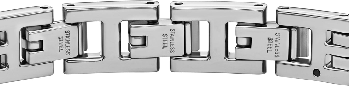 Fossil Men's Plated Stainless Steel Engravable Personalized Gift ID, Chain or Cuff Bracelet for Men
