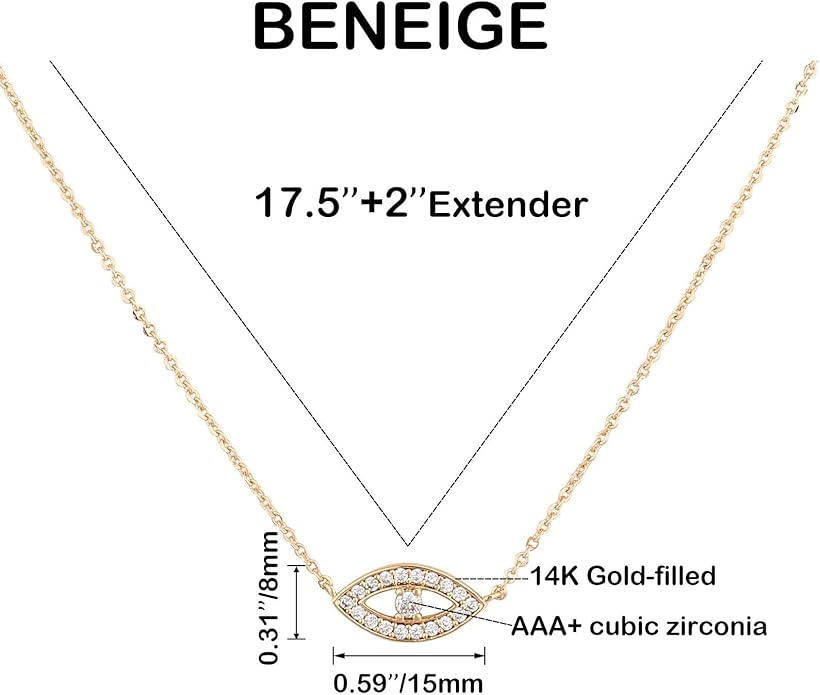 BENEIGE Gold Necklace for Women 14K Gold Plated Evil Eye Necklace Trendy Gold Pendant Necklace Jewelry For Women