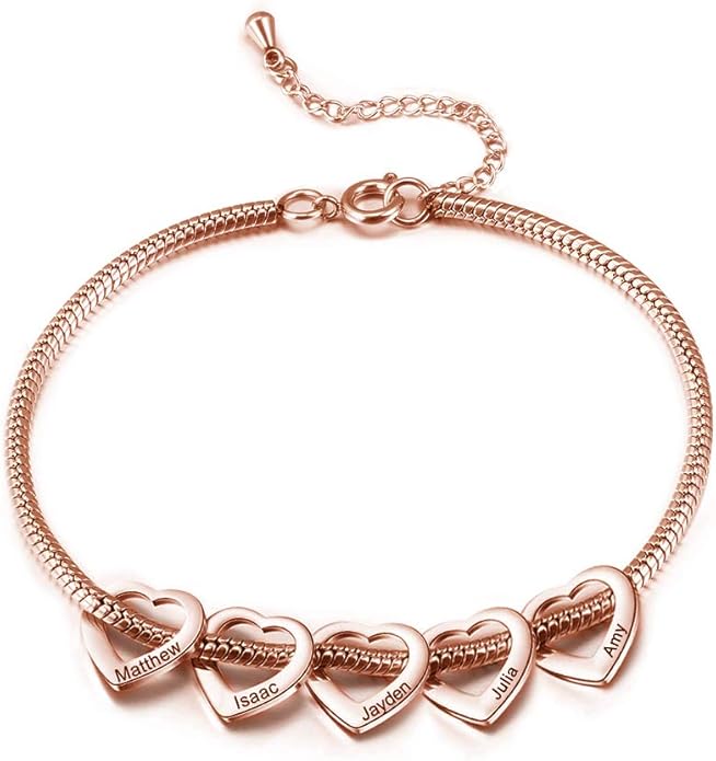 Personalized Anklets for Women Adjustable Silver Gold Anklets with Heart Name Initial Ankle Bracelets for Women Jewelry Gifts for Mom Her