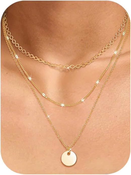 Besteel 3Pcs Dainty Layered Necklaces for Women - Paperclip Choker Necklace Stacks Set Trendy Simple Layering Chain Pendant Jewelry Non Tarnish Gifts