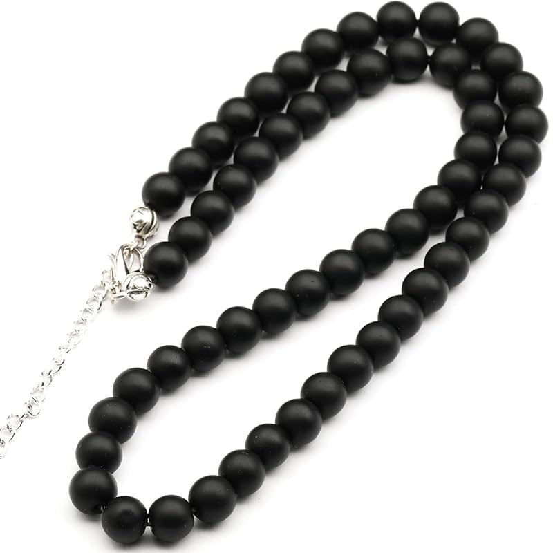 Natural Matte Black Onyx Beaded Choker, Genuine Black Crystal Necklace, Fancy Gemstone Choker, 8mm Beads, Unique Fashion Jewelry, Healing Crystal Chakra Necklace, Durable Necklace, Capricorn Necklace