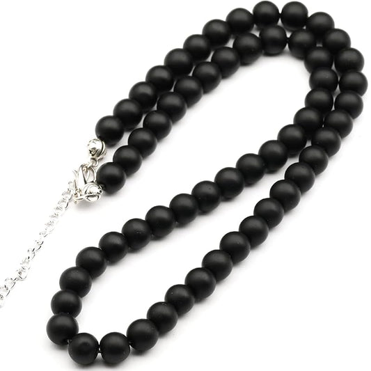 Natural Matte Black Onyx Beaded Choker, Genuine Black Crystal Necklace, Fancy Gemstone Choker, 8mm Beads, Unique Fashion Jewelry, Healing Crystal Chakra Necklace, Durable Necklace, Capricorn Necklace