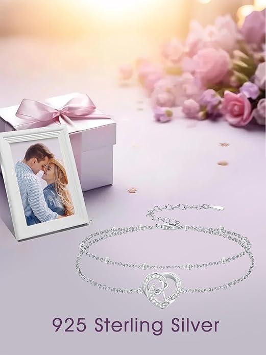 Dorunmo Initial Anklet 925 Sterling Silver Letter A-Z Layered Heart Anklet Beach Jewelry Birthday Gifts for Women
